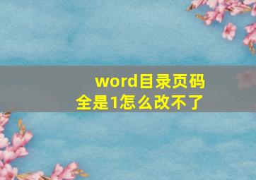 word目录页码全是1怎么改不了