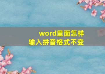 word里面怎样输入拼音格式不变