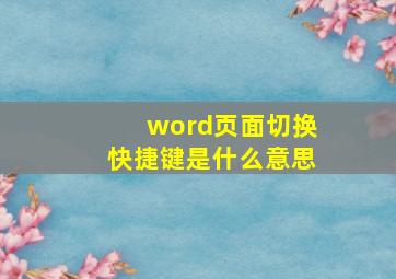 word页面切换快捷键是什么意思