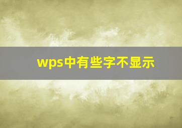 wps中有些字不显示