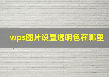 wps图片设置透明色在哪里