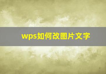 wps如何改图片文字