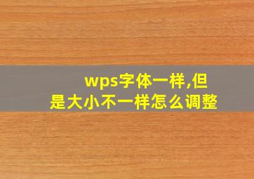 wps字体一样,但是大小不一样怎么调整