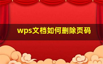 wps文档如何删除页码