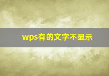 wps有的文字不显示