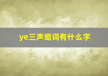 ye三声组词有什么字