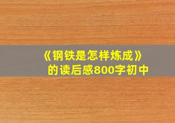 《钢铁是怎样炼成》的读后感800字初中