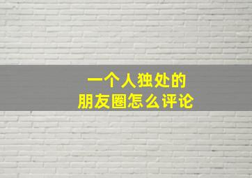 一个人独处的朋友圈怎么评论