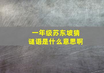 一年级苏东坡猜谜语是什么意思啊