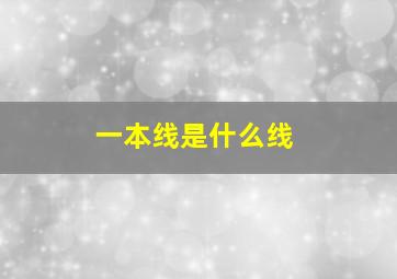 一本线是什么线