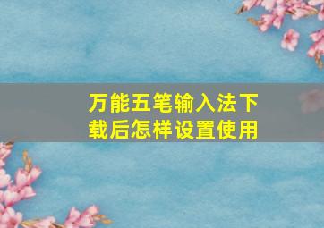 万能五笔输入法下载后怎样设置使用