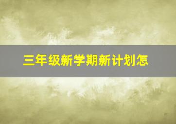 三年级新学期新计划怎