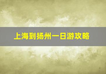 上海到扬州一日游攻略