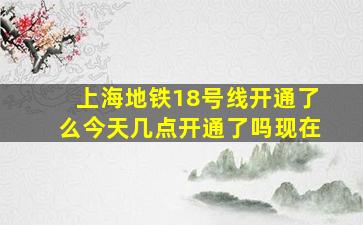 上海地铁18号线开通了么今天几点开通了吗现在