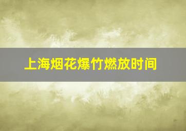 上海烟花爆竹燃放时间