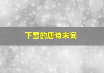 下雪的唐诗宋词