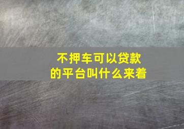 不押车可以贷款的平台叫什么来着