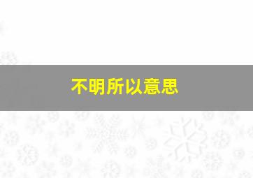 不明所以意思