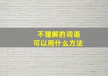 不理解的词语可以用什么方法