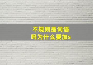 不规则是词语吗为什么要加s