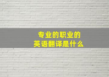 专业的职业的英语翻译是什么