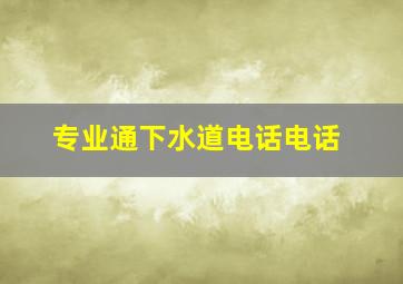 专业通下水道电话电话