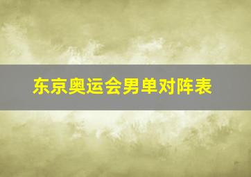 东京奥运会男单对阵表