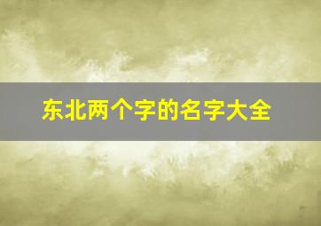 东北两个字的名字大全