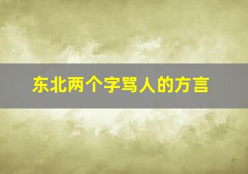 东北两个字骂人的方言