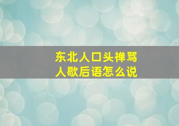 东北人口头禅骂人歇后语怎么说