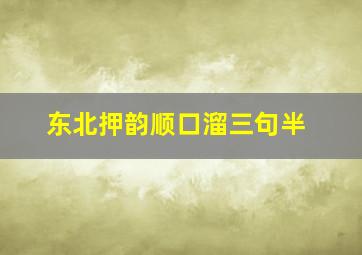 东北押韵顺口溜三句半