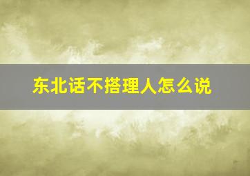 东北话不搭理人怎么说