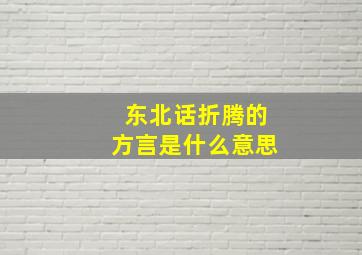 东北话折腾的方言是什么意思