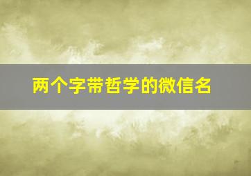 两个字带哲学的微信名