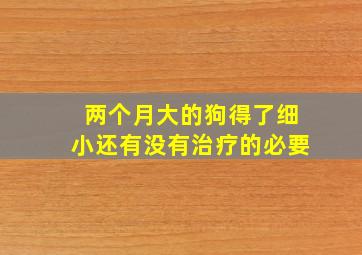 两个月大的狗得了细小还有没有治疗的必要