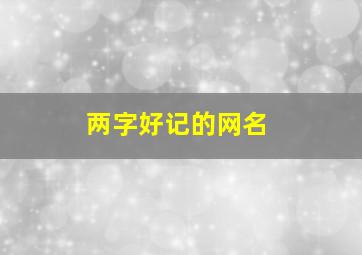 两字好记的网名