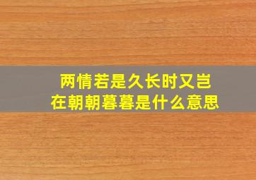 两情若是久长时又岂在朝朝暮暮是什么意思