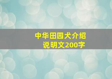 中华田园犬介绍说明文200字