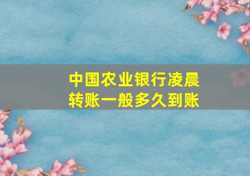 中国农业银行凌晨转账一般多久到账