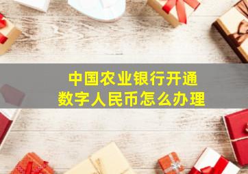 中国农业银行开通数字人民币怎么办理