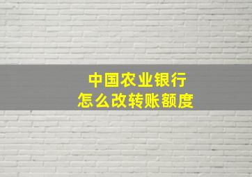 中国农业银行怎么改转账额度