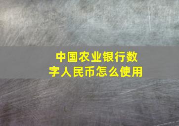 中国农业银行数字人民币怎么使用