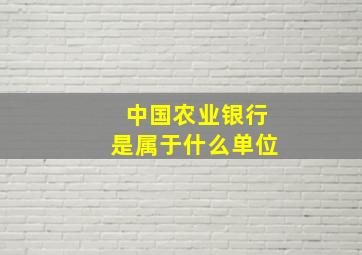 中国农业银行是属于什么单位