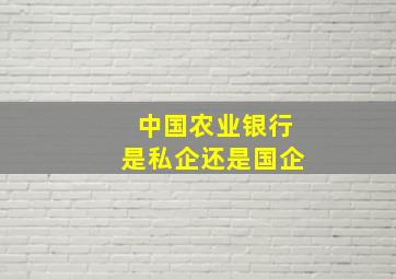 中国农业银行是私企还是国企