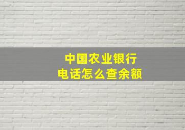 中国农业银行电话怎么查余额