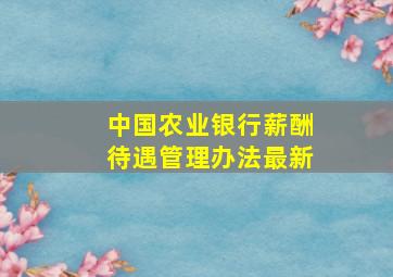 中国农业银行薪酬待遇管理办法最新