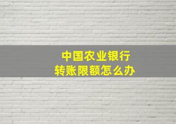 中国农业银行转账限额怎么办