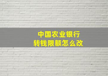 中国农业银行转钱限额怎么改