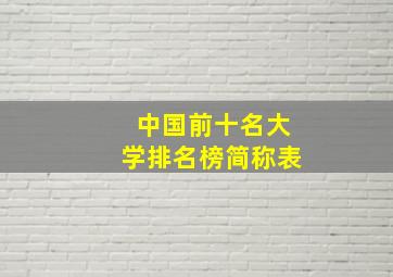 中国前十名大学排名榜简称表