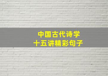 中国古代诗学十五讲精彩句子